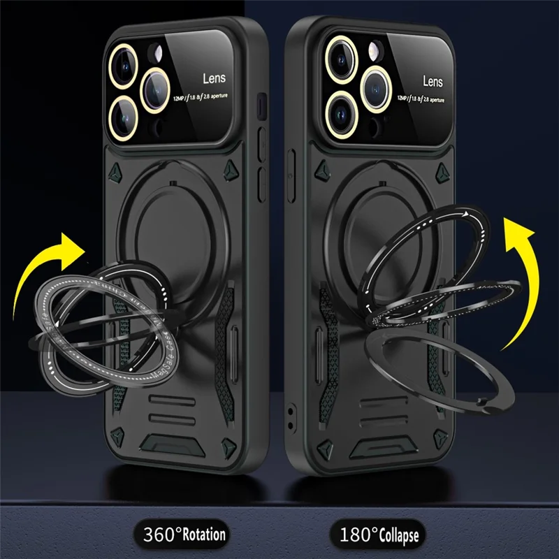 Custodia Magnetica con Supporto ad Anello per iPhone 15 Pro, Cover in PC+TPU Compatibile con MagSafe - Viola