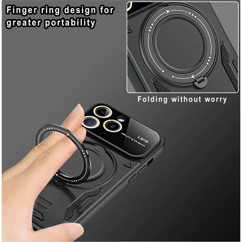 Für iPhone 15 Pro Max Ring Kickstand Handyhülle kompatibel mit MagSafe PC+TPU Handyhülle - Lila