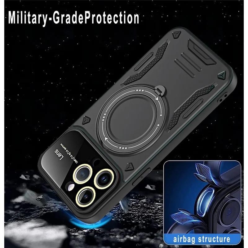 Für iPhone 15 Pro Max Ring Kickstand Handyhülle kompatibel mit MagSafe PC+TPU Handyhülle - Lila