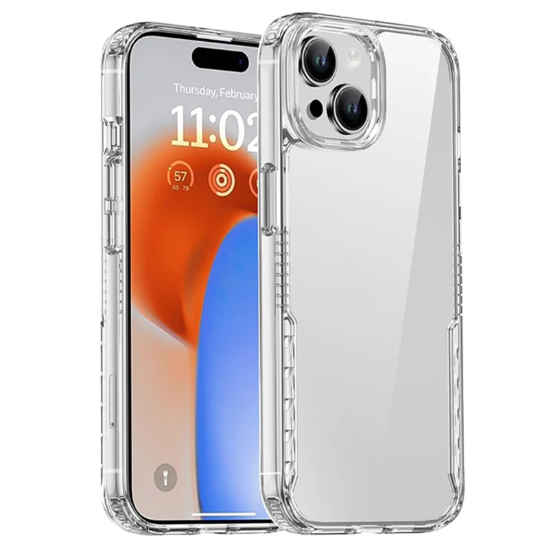 IPAKY For iPhone 15 Plus Transparent Phone Case TPU Frame PC Back Anti-drop Cover - Transparent