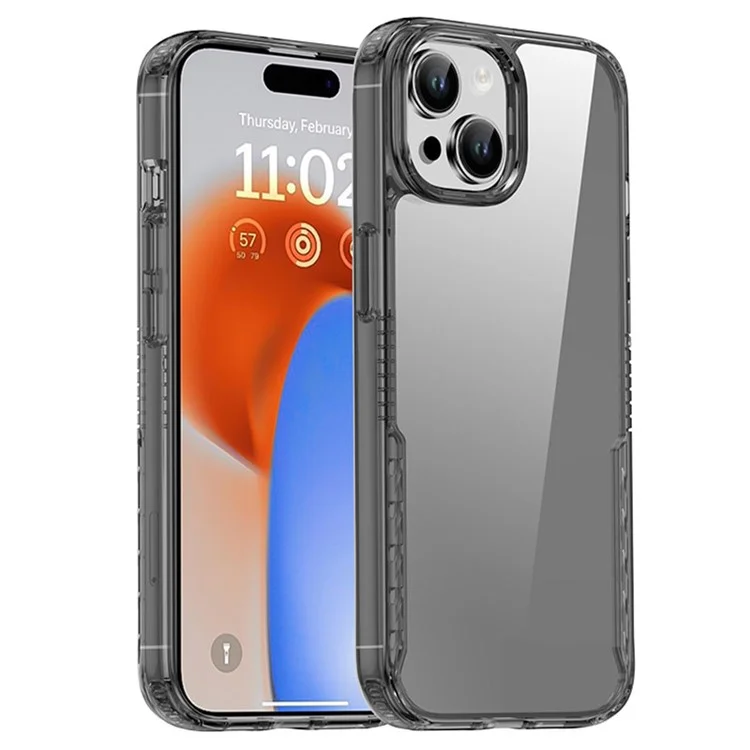 IPAKY Anti-drop Phone Case для iPhone 15, Прозрачный TPU рамка PC задняя панель телефона - Прозрачный Черный