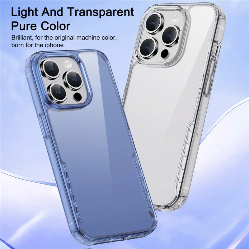 IPAKY For iPhone 15 Pro Max TPU Frame PC Back Transparent Phone Case Anti-drop Phone Cover - Transparent Black