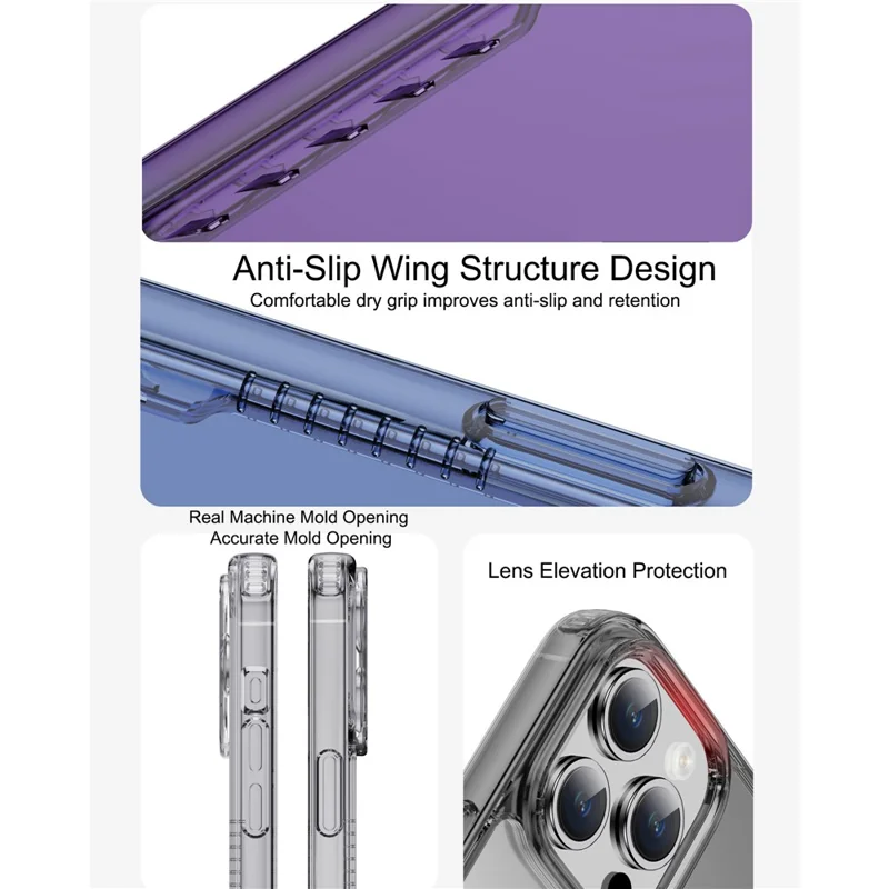 IPAKY For iPhone 15 Pro Max TPU Frame PC Back Transparent Phone Case Anti-drop Phone Cover - Transparent Black