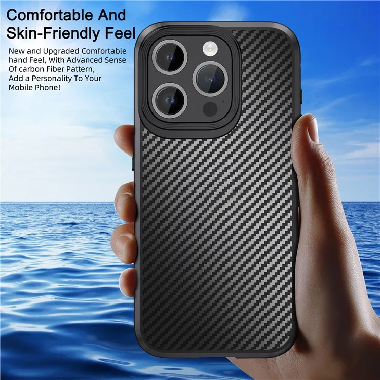 IPAKY Carbon Fiber Texture Phone Case für iPhone 15 Pro, TPU + PC Schutzhülle - Blau