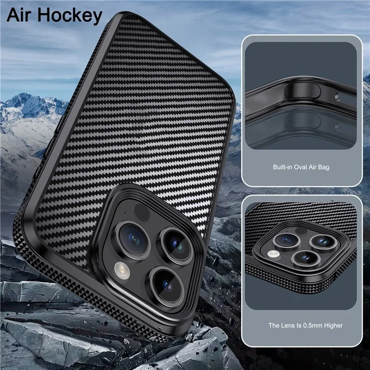 IPAKY Carbon Fiber Texture Phone Case für iPhone 15 Pro, TPU + PC Schutzhülle - Blau