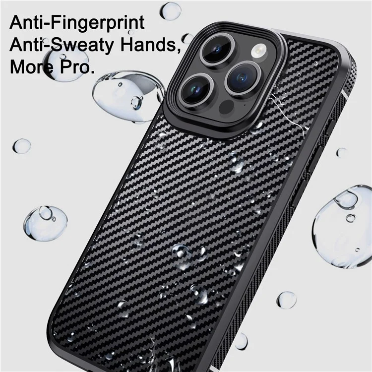 IPAKY Carbon Fiber Texture Phone Case für iPhone 15 Pro, TPU + PC Schutzhülle - Blau