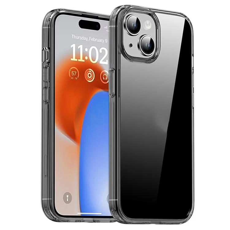 IPAKY Transparent Phone Case for iPhone 15 , TPU Frame PC Back Phone Cover - Transparent Black