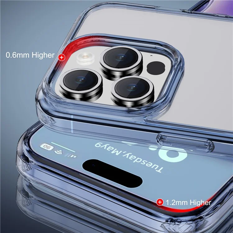 IPAKY Drop-proof Case for iPhone 15 Pro , TPU Frame PC Back Transparent Phone Cover - Transparent