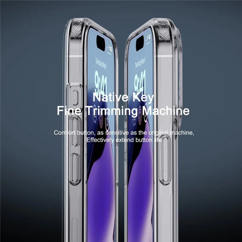 IPAKY Drop-proof Case for iPhone 15 Pro , TPU Frame PC Back Transparent Phone Cover - Transparent