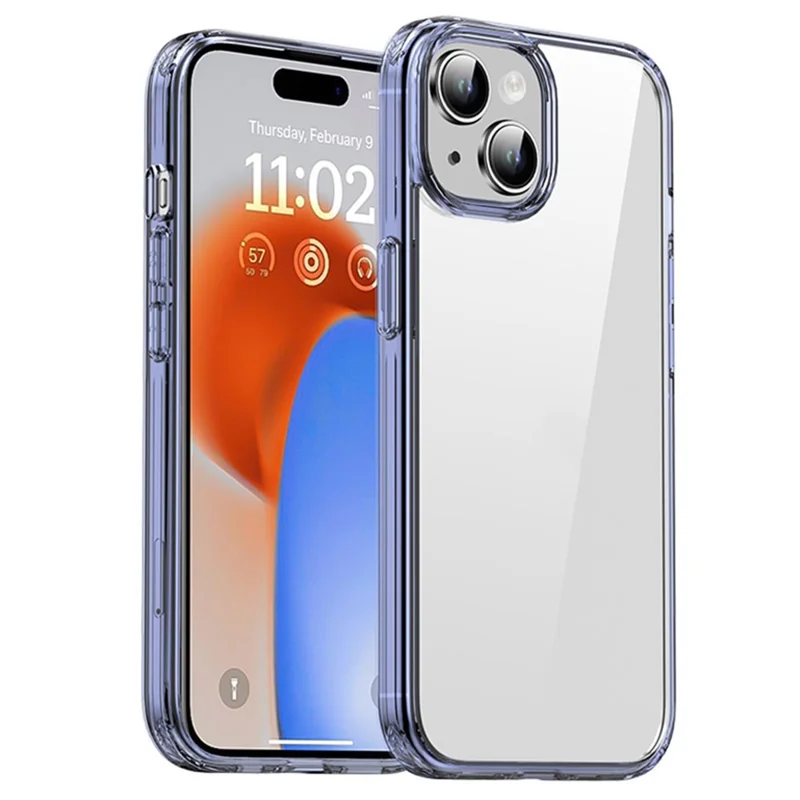 Étui de téléphone IPAKY TPU + PC pour iPhone 15 Plus, Étui de téléphone transparent anti-rayures - Bleu transparent