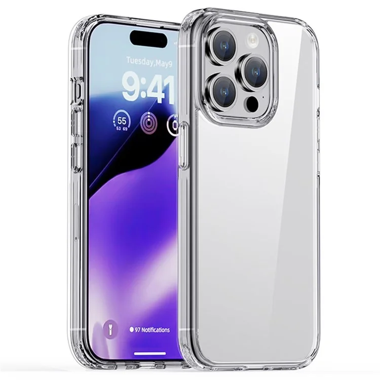 IPAKY Anti-drop Clear Phone Case для iPhone 15 Pro Max, TPU + PC Protective Phone Cover - прозрачный
