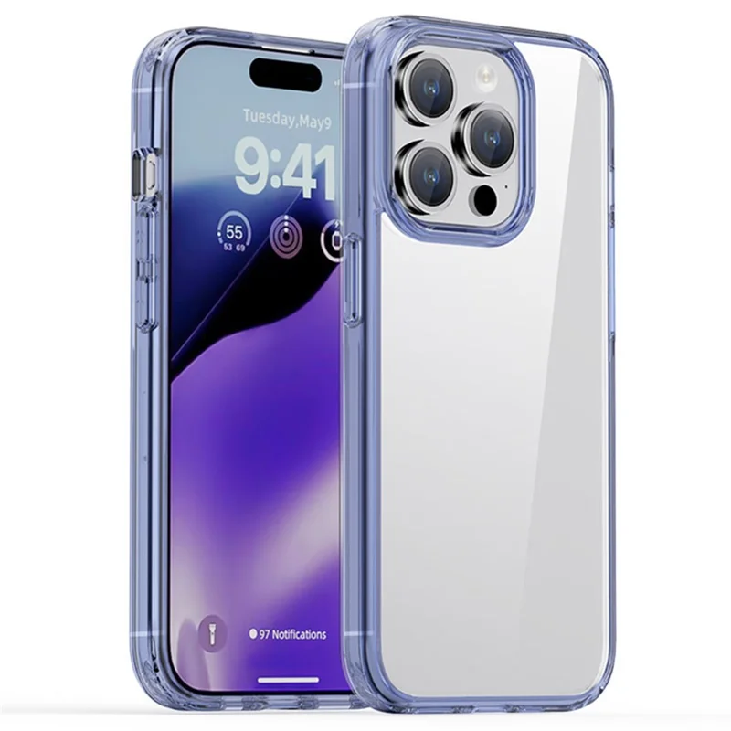 IPAKY Anti-drop Clear Phone Case for iPhone 15 Pro Max , TPU + PC Protective Phone Cover - Transparent Blue