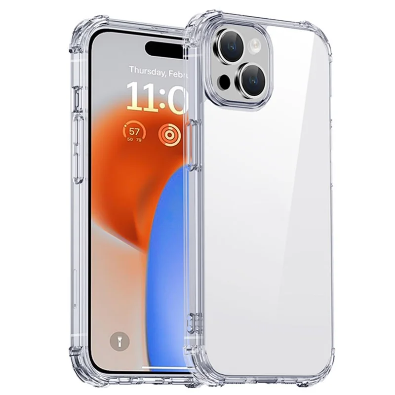 IPAKY For iPhone 15 Plus Hard PC TPU Frame Phone Case Shockproof Four Corner Clear Phone Cover