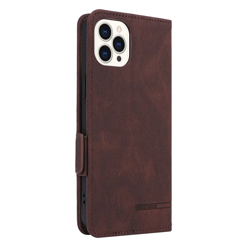 Telefon-Schale für iPhone 15 Pro Max, Telefon-Hülle aus PU-Leder, Geldbörse, Ständer, Hardware-Dekor, Abdeckung - Kaffee