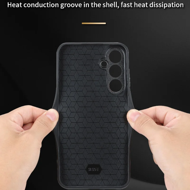 AZNS For Samsung Galaxy S23 FE Imprinted Protective Phone Case PU Leather Coated TPU Cover - Brown