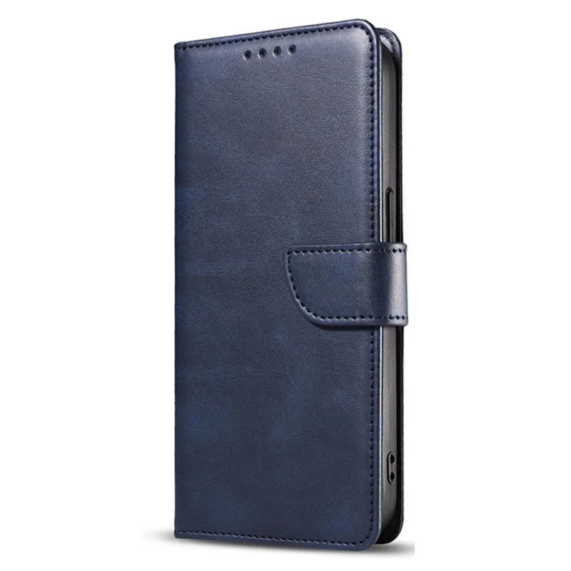 For iPhone 15 Pro Max Calf Texture Stand Shell Cell Phone Case Wallet PU Leather+TPU Phone Cover - Blue
