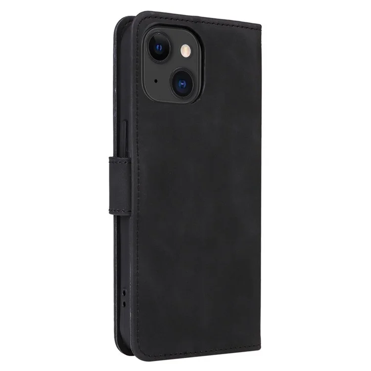 For iPhone 15 Plus PU Leather Wallet Case Stand Skin-touch Protective Phone Cover - Black