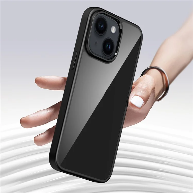 Mobile Phone Cover for iPhone 15 , Transparent PC Back + TPU Frame Protective Case - Black