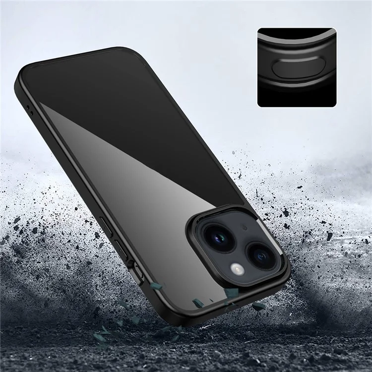 Mobile Phone Cover for iPhone 15 , Transparent PC Back + TPU Frame Protective Case - Black