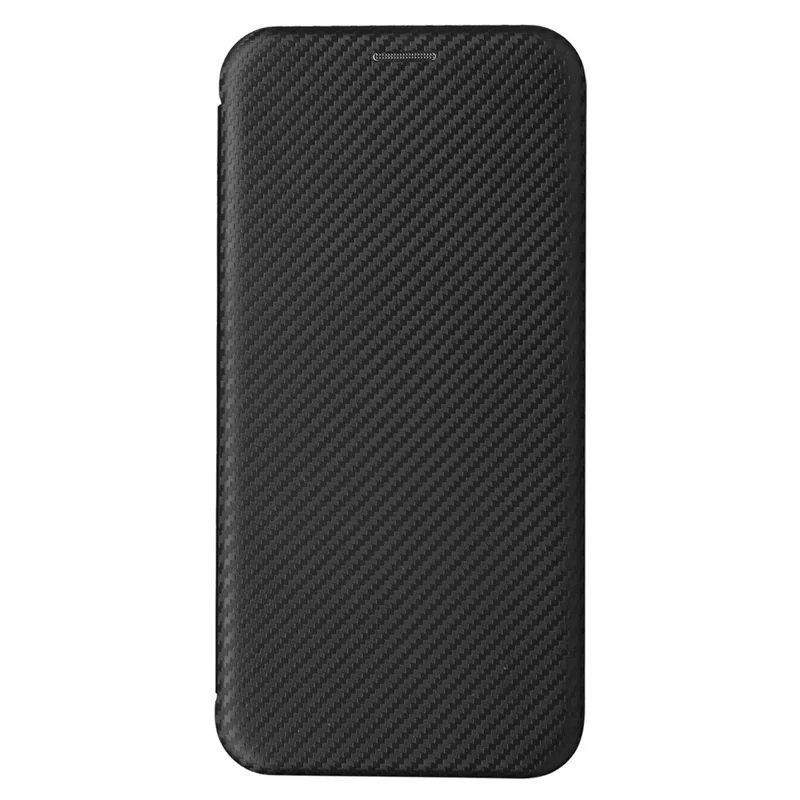 Phone Case with Card Holder for iPhone 15 Pro Max , Carbon Fiber Texture Leather Stand Cover - Black