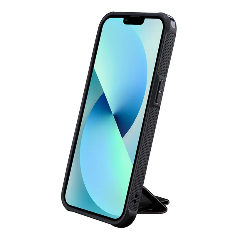 Para iPhone 15 Pro Max Crazy Horse Texture PU Leather Coated TPU Case Kickstand Phone Cover with Card Slot - Vinho Tinto