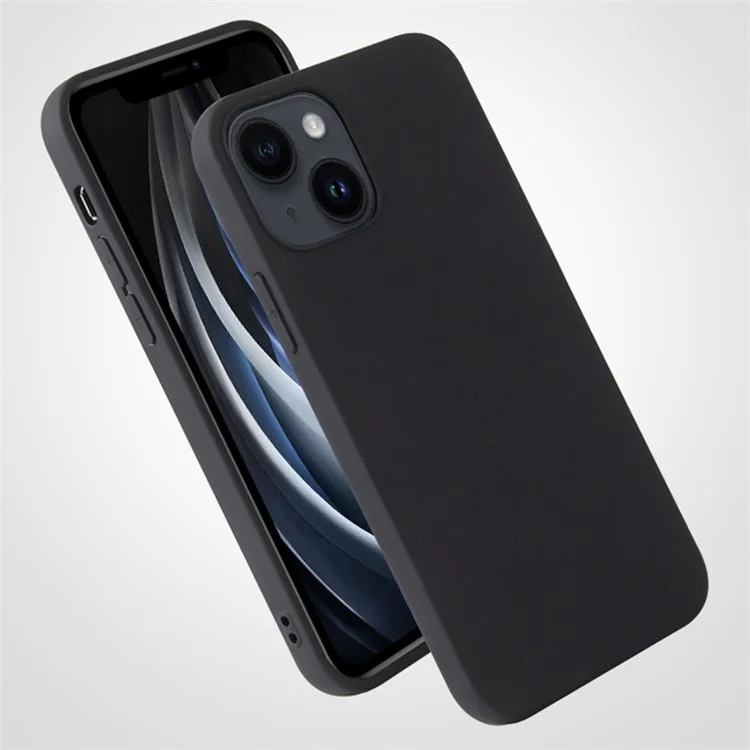 Pour iPhone 15 Plus Soft TPU Phone Case Matte Finish Coating Anti-Scratch Back Cover - Black