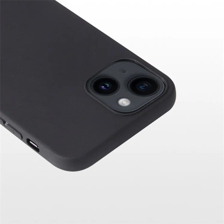 Pour iPhone 15 Plus Soft TPU Phone Case Matte Finish Coating Anti-Scratch Back Cover - Black