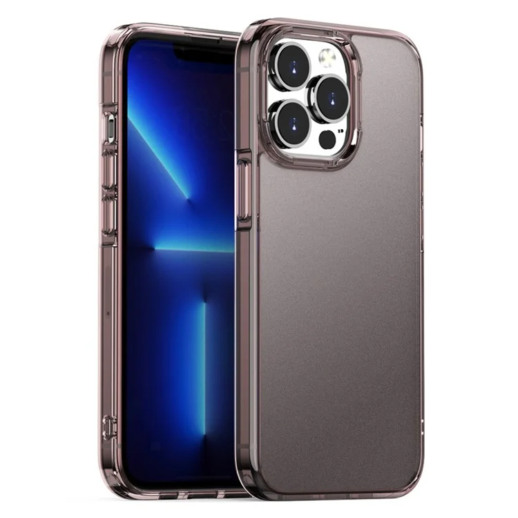 For iPhone 15 Pro Max Anti-drop PC+TPU Hybrid Protective Case Translucent Matte Phone Cover - Brown