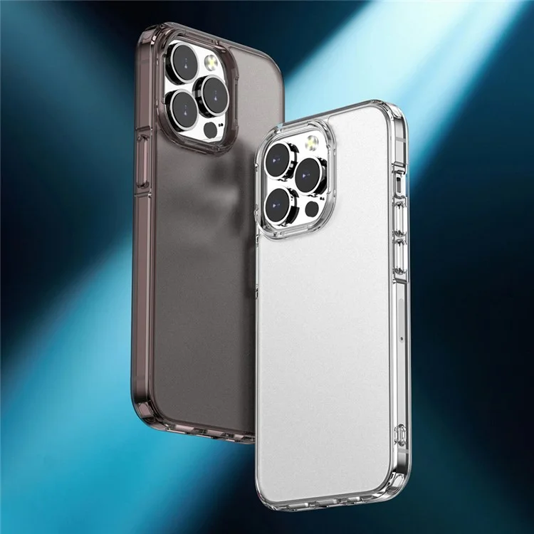 For iPhone 15 Pro Max Anti-drop PC+TPU Hybrid Protective Case Translucent Matte Phone Cover - Brown