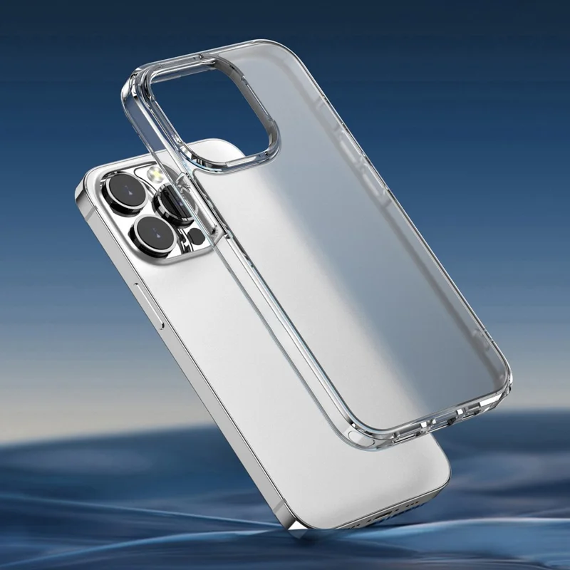 For iPhone 15 Pro Max Anti-drop PC+TPU Hybrid Protective Case Translucent Matte Phone Cover - Transparent