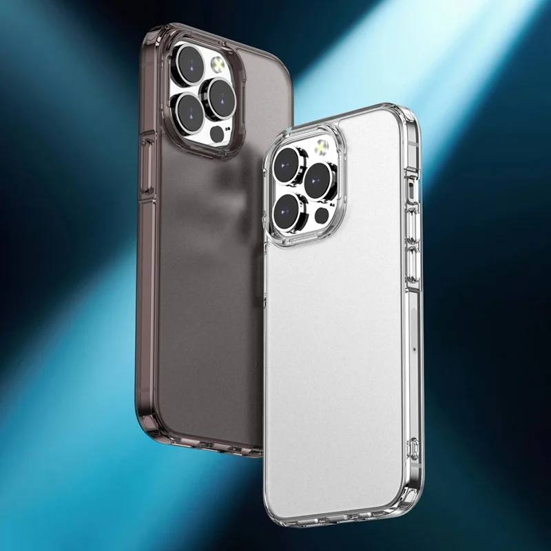 For iPhone 15 Pro Fall Proof Matte Phone Cover Translucent PC+TPU Hybrid Protective Case - Brown