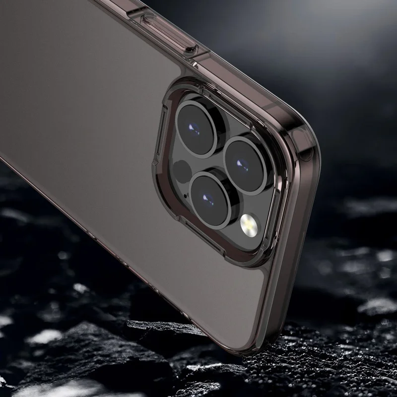 For iPhone 15 Pro Fall Proof Matte Phone Cover Translucent PC+TPU Hybrid Protective Case - Brown