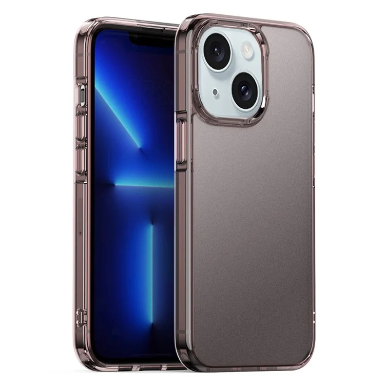 Back Protector for iPhone 15 , Matte Phone Cover Translucent PC+TPU Hybrid Protective Case - Brown