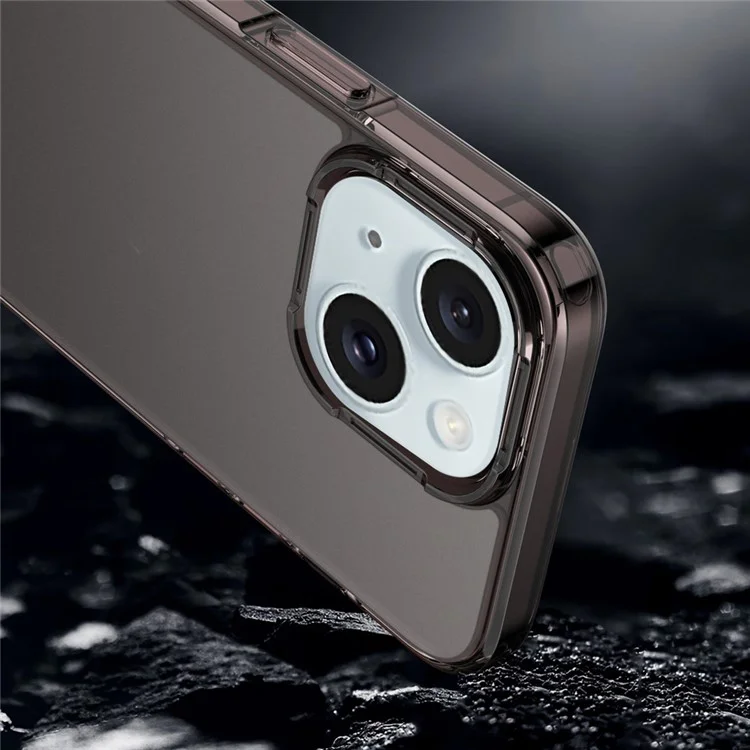 Back Protector for iPhone 15 , Matte Phone Cover Translucent PC+TPU Hybrid Protective Case - Brown