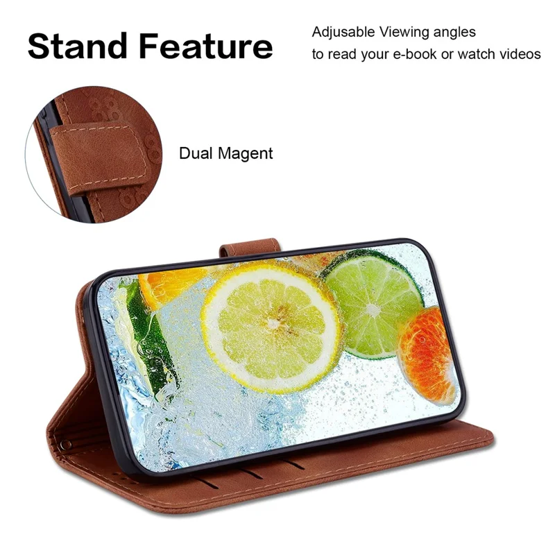 For Nokia G300 Double 8-Shape Imprint Flip Shell Well-protected Wallet Stand Leather Phone Cover - Brown