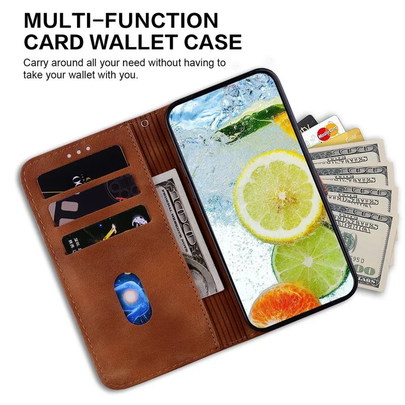 For Nokia G300 Double 8-Shape Imprint Flip Shell Well-protected Wallet Stand Leather Phone Cover - Brown