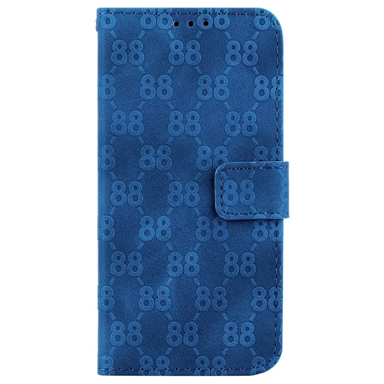 Para Nokia C32 Cartera Soporte Shell Double 8-Shape Estampado Cuero PU + Funda Teléfono TPU - Azul Oscuro