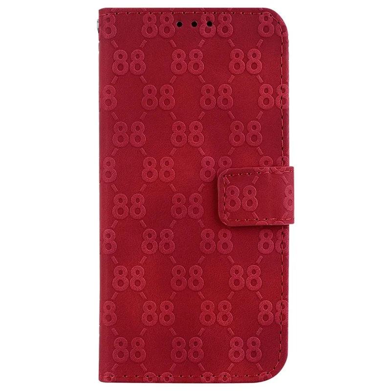 For Nokia C32 Wallet Stand Shell Double 8-Shape Imprint PU Leather + TPU Phone Cover - Red