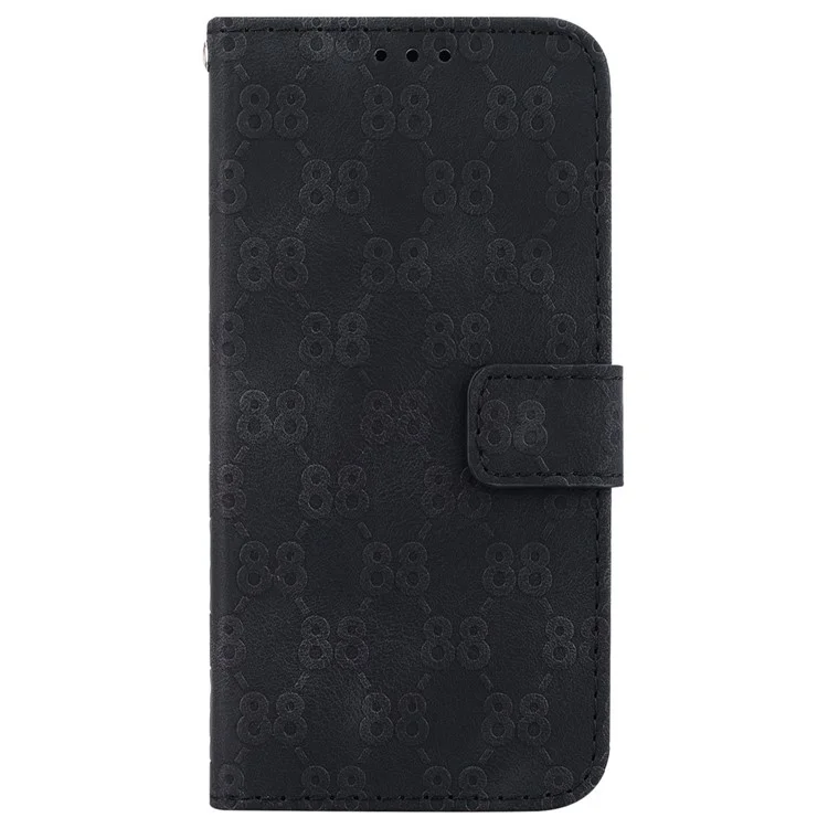 Support de vision Shell pour Nokia C21 Plus 4G Double 8-Shape Imprint Leather Phone Case Wallet Cover - Noir