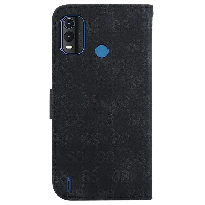 Horizontal Stand Shell for Nokia G11 Plus 4G Double 8-Shape Imprint Leather Phone Case Wallet Cover - Black