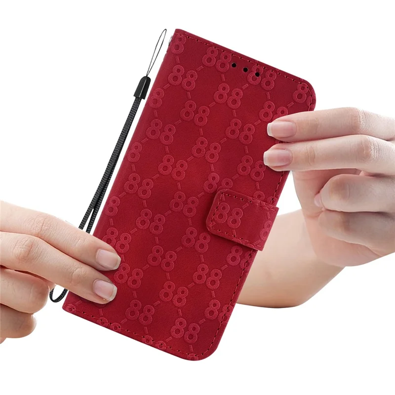 Horizontal Stand Shell for Nokia G11 Plus 4G Double 8-Shape Imprint Leather Phone Case Wallet Cover - Red