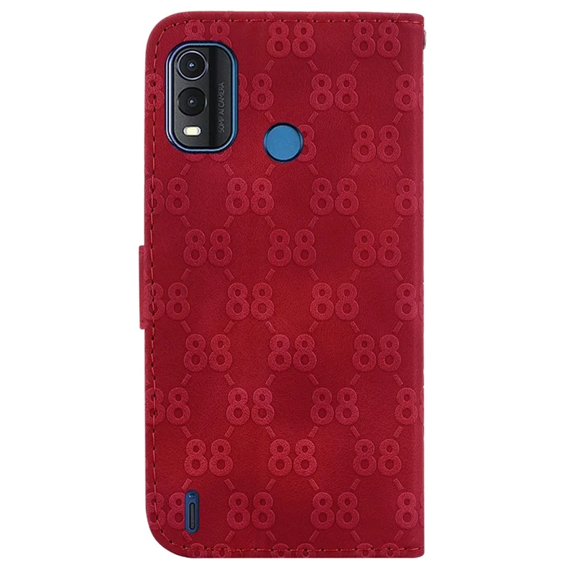 Horizontal Stand Shell for Nokia G11 Plus 4G Double 8-Shape Imprint Leather Phone Case Wallet Cover - Red