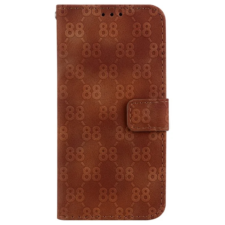Stand Shell for Nokia G60 5G Mobile Phone Shockproof Double 8-Shape Imprint Leather Case Wallet Cover - Brown