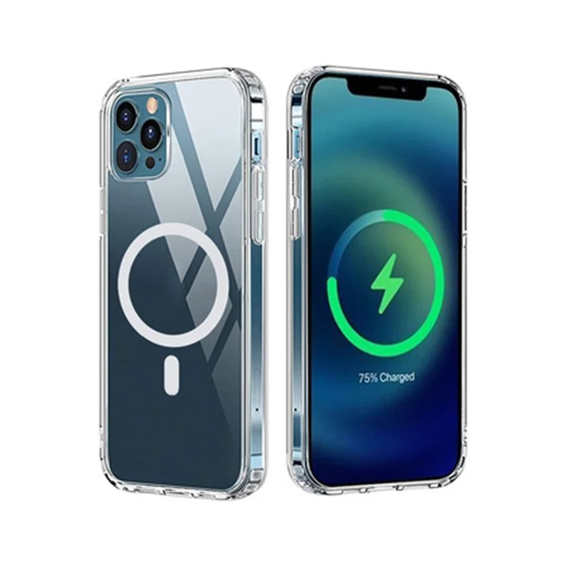 Para iPhone 15 Pro Max Compatível com MagSafe Capa de Telefone Transparente de TPU Anti-Queda
