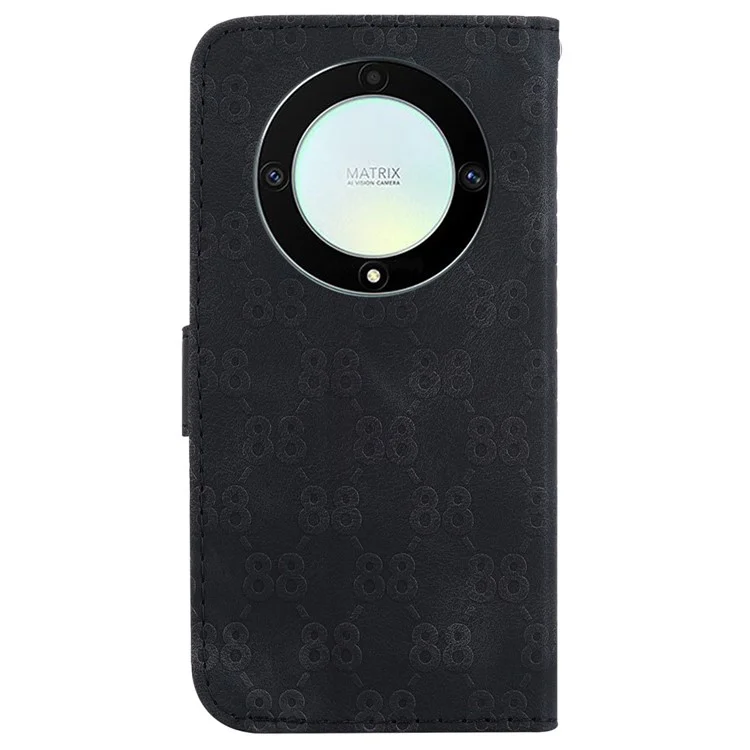 Pour Honor X40 5G / X9a 5G / Magic5 Lite 5G Double 8-Shape Imprinted Leather Case Anti-drop Stand Wallet Phone Cover - Noir