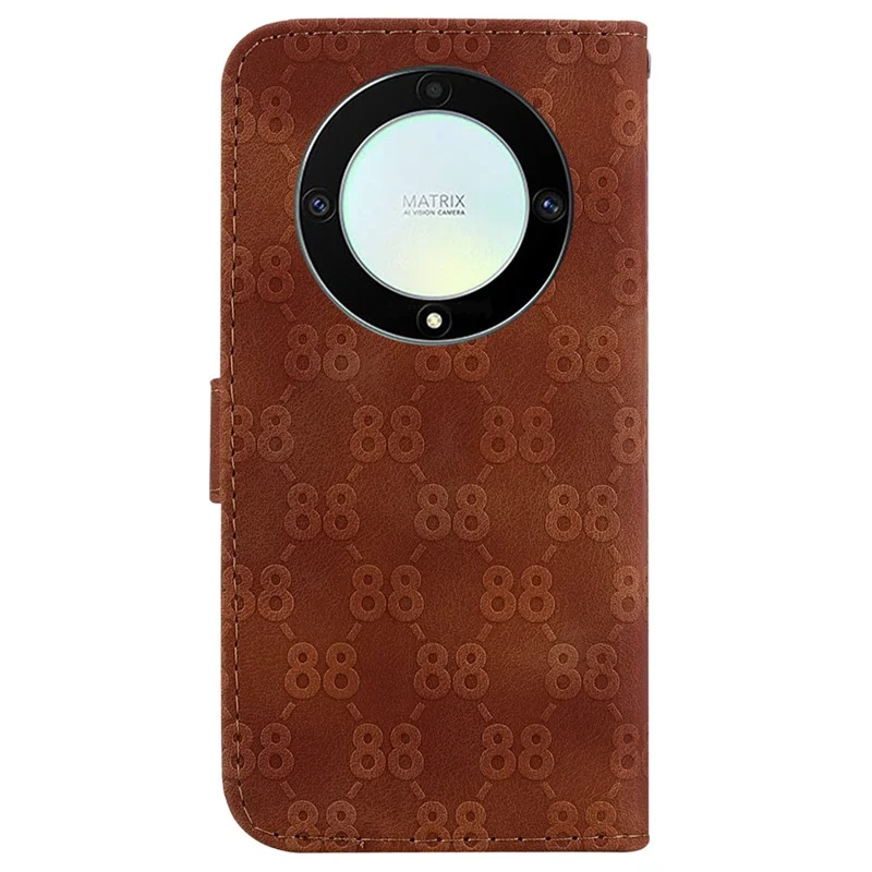 For Honor X40 5G / X9a 5G / Magic5 Lite 5G Double 8-Shape Imprinted Leather Case Anti-drop Stand Wallet Phone Cover - Brown