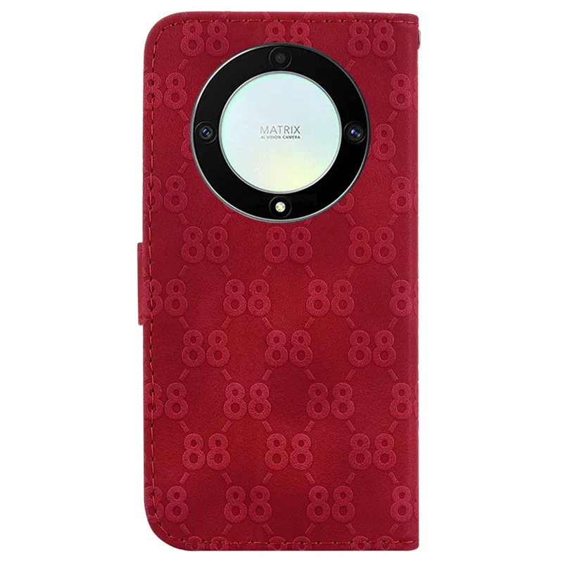 For Honor X40 5G / X9a 5G / Magic5 Lite 5G Double 8-Shape Imprinted Leather Case Anti-drop Stand Wallet Phone Cover - Red