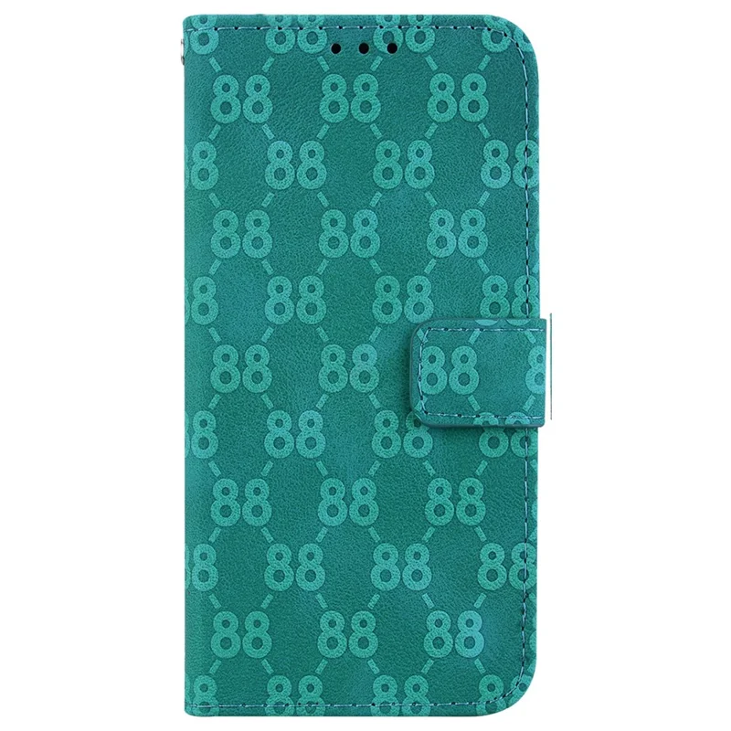 For iPhone 13 Pro Max 6.7 inch Leather Wallet Stand Phone Cover Double 8-Shape Imprinted Case - Green