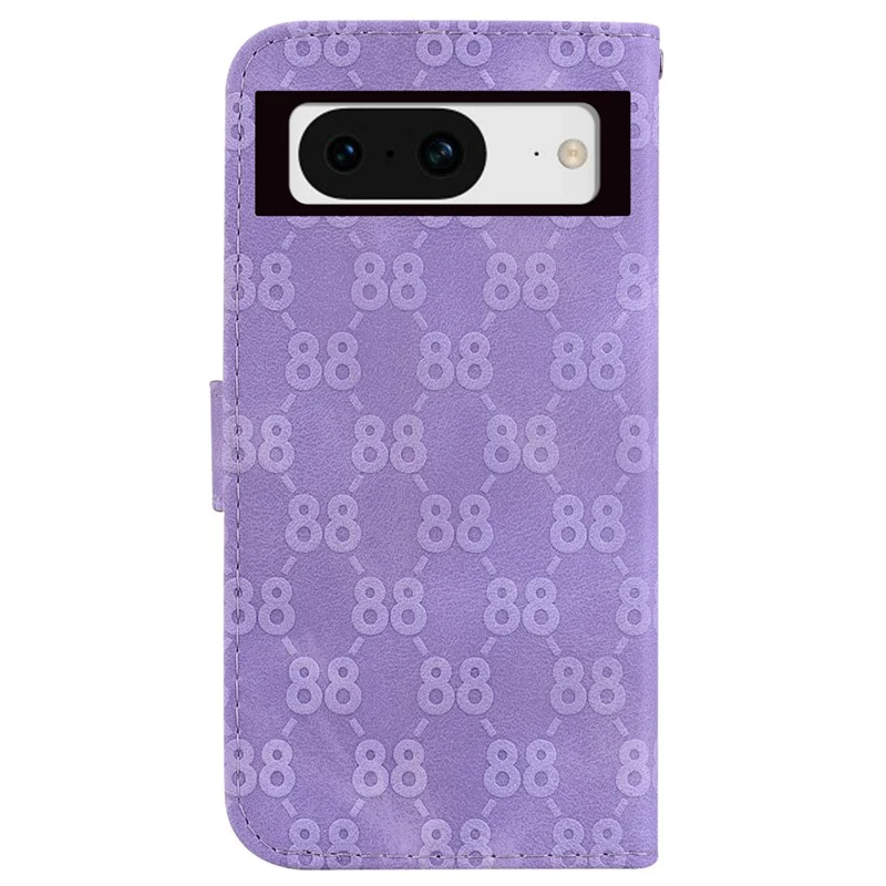 Leather Wallet Phone Cover for Google Pixel 8 Double 8-Shape Imprinted Flip Stand Case - Purple