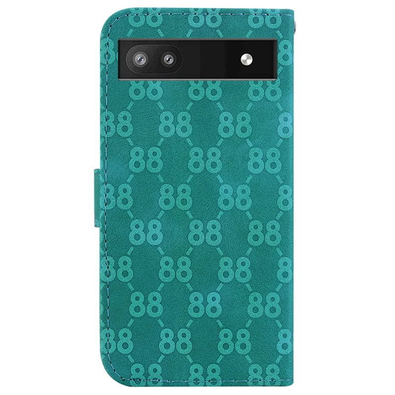 Skórzana osłona ochronna z portfelem i podstawką do Google Pixel 6a, z nadrukiem w kształcie podwójnego ósemki – Zielony